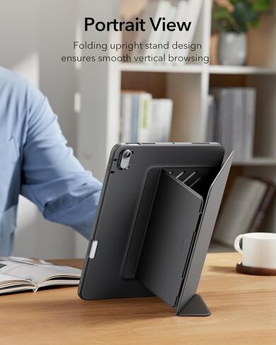 ESR for iPad Air 11 Inch Case M3/M2 (2025/2024), iPad Air 5th/4th Gen (2022/2020), Vertical Stand Cover, Multi Stand Angles, Ultra-Stable Case with Pencil Holder, Flip Series, Black in Saudi Arabia