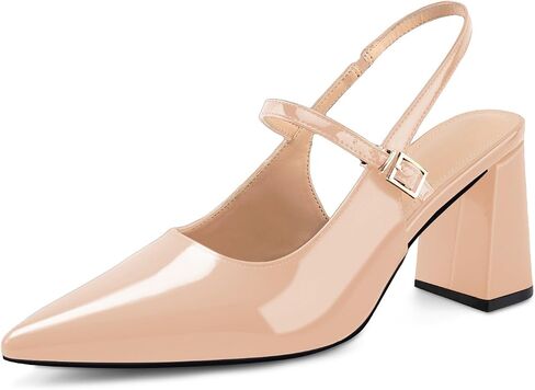 حذاء نسائي من Heelchic بكعب مكتنز وكعب مكتنز ومقدمة مدببة وكعب منخفض مريح وسهل الارتداء صنادل لحفلات الزفاف وحفلات الزفاف وأحذية العمل in Saudi Arabia