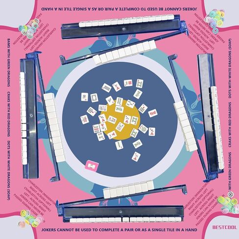 bestcool 2025 Neoprene Mahjong Mat with Rules for Table, Odorless, Free of PAHs, No Creases American Mahjong Mat with Instructions, Anti-Slip, Noise Reduction Mahjong Gift (Flower-A, 33in*33in) in Saudi Arabia