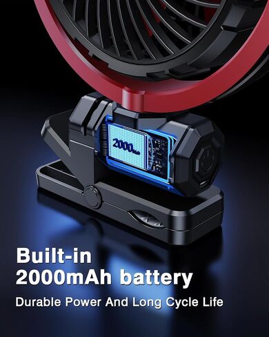 Car Fan 5V USB Small Clip on Sun Visor Fan for Front/Rear Seat, 2000mAh Rechargeable Battery Powered Quiet Personal Cooling Fans That Blow Cold Air, for Vehicle, Van, Suv, Rv, Truck, Camping in Saudi Arabia