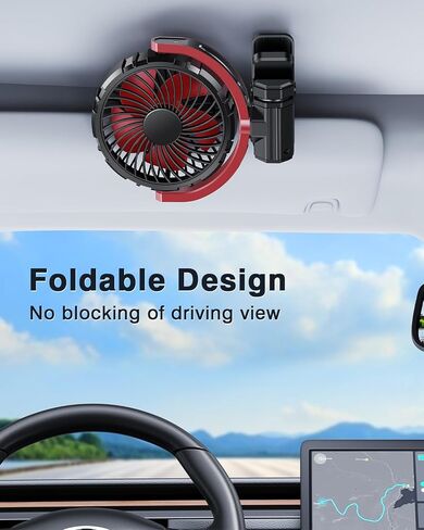 Car Fan 5V USB Small Clip on Sun Visor Fan for Front/Rear Seat, 2000mAh Rechargeable Battery Powered Quiet Personal Cooling Fans That Blow Cold Air, for Vehicle, Van, Suv, Rv, Truck, Camping in Saudi Arabia