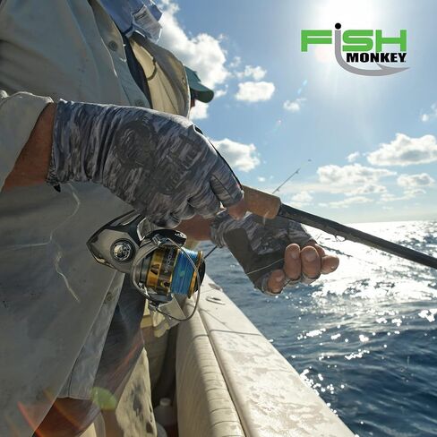 Fish Monkey SPF 50+ Four Way Stretch Quick Dry Breathable Half Finger Second Skin Fit Fishing Guide Gloves Superior Non Slip Grip for Men and Women in Kuwait
