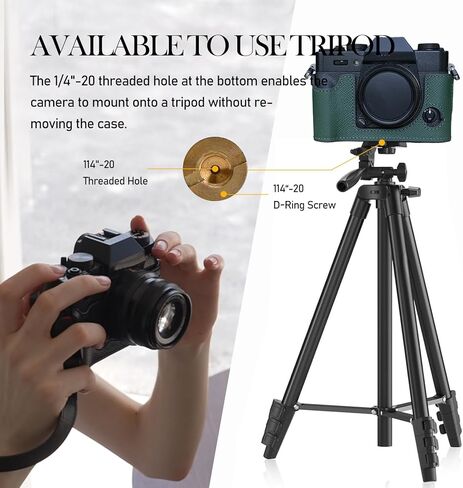 Bowan X-T30 Camera Case, Handmade Genuine Real Leather Half Camera Case Bag Cover for Fujifilm Fuji X-T20 X-T10 Camera Bottom Opening Version + Hand Strap(Blue) in Kuwait