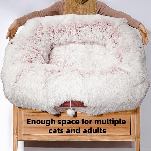 XxingSheep Extra Large Cat Tunnel Bed for Indoor Cats Peekaboo Cat Cave Donut with Center Mat in Saudi Arabia