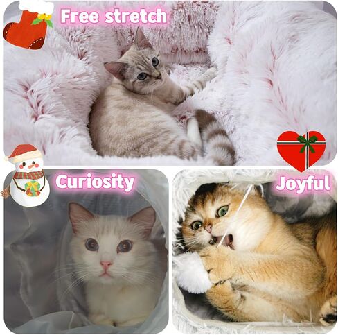 XxingSheep Extra Large Cat Tunnel Bed for Indoor Cats Peekaboo Cat Cave Donut with Center Mat in Saudi Arabia