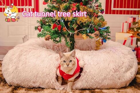 XxingSheep Extra Large Cat Tunnel Bed for Indoor Cats Peekaboo Cat Cave Donut with Center Mat in Saudi Arabia