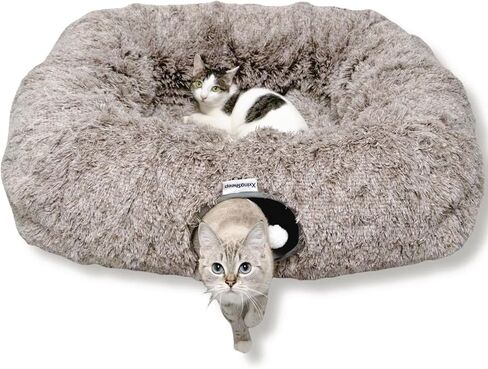 XxingSheep Extra Large Cat Tunnel Bed for Indoor Cats Peekaboo Cat Cave Donut with Center Mat in Saudi Arabia