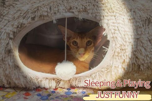 XxingSheep Extra Large Cat Tunnel Bed for Indoor Cats Peekaboo Cat Cave Donut with Center Mat in Saudi Arabia