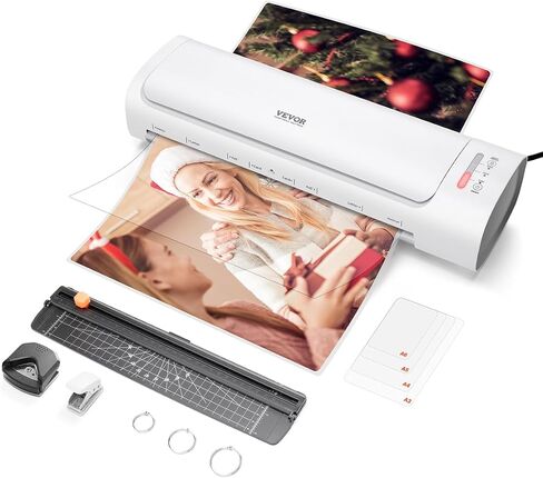 VEVOR Laminator Machine, Cold and Hot Laminator for Max A3 Paper Size, 1 min Quick Warm Thermal Laminator, 3-5 mil Thickness, Ideal for Home, Office, Business, or School Supplies, White + Grey in Saudi Arabia