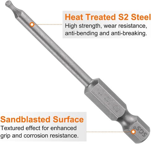 HARFINGTON 5pcs Ball End Hex Screwdriver Bit 8mm (H8.0) Tip 1/4" Hex Shank 65mm (2.56") Long Magnetic Ball Head Bits Industrial Grade S2 Steel Metric Screw Driver Bit in Saudi Arabia
