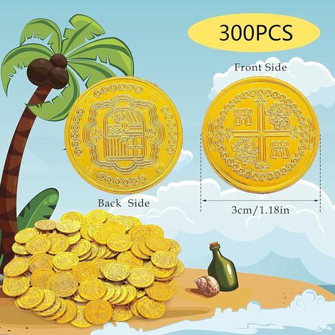 Rarapop 100 Pieces St. Patrick's Day Coins Fake Gold Green Lucky Coins, Plastic 3-Leaf Clover Coin Shamrock Leprechaun Coins for Party Decoration Favors in Saudi Arabia