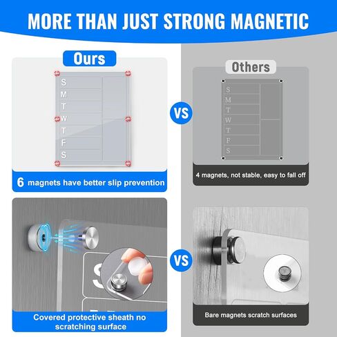Large Acrylic Magnetic Calendar for Refrigerator, Clear Fridge Calendar with 8 Color Markers, Monthly Planning Board for Business Meetings/Anniversary/Shopping List, Dry Erase Calendar -- 14.5*11.5'' in Kuwait