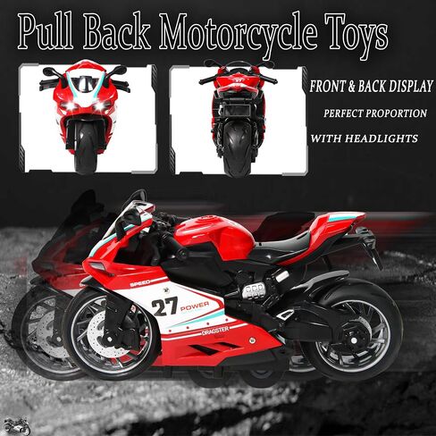 Alloy Metal Diecast Motorcycle Model Toy Set, 4 Pack of 1:12 Scale Die-Cast Motorcycles with Light&Sounds, Pull Back Function Toy Moto Bike for Kids Boys Girls and Collectors Ages 3 and up in Saudi Arabia