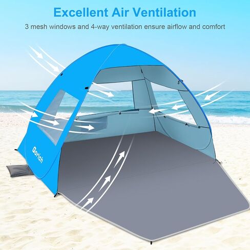 Gorich Easy Pop Up Beach Tent for 3-4 Person, UPF 50+ UV Protection Beach Umbrella Sun Shelter, Portable Lightweight Shade with Easy Foldable & Instant Setup in Saudi Arabia