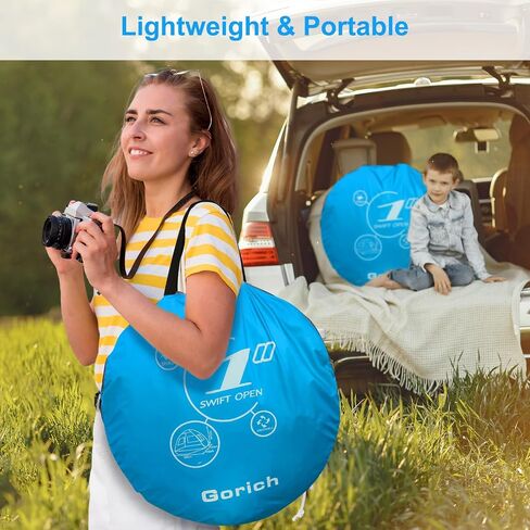 Gorich Easy Pop Up Beach Tent for 3-4 Person, UPF 50+ UV Protection Beach Umbrella Sun Shelter, Portable Lightweight Shade with Easy Foldable & Instant Setup in Saudi Arabia