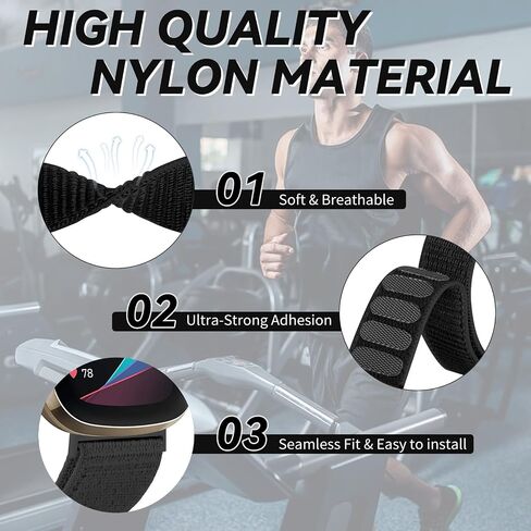 Nylon Sport Ankle/Arm Band Compatible with Fitbit Versa 4/Fitbit Versa 3 /Fitbit Sense 2/Fitbit Sense Bands,Elastic Nylon Braided Arm Strap Replacement Ankle band for Women Men in Saudi Arabia