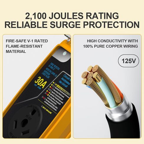Marsflex Rv Surge Protector 30 amp Rv Circuit Analyzer, Surge Protection with Waterproof Cover, LED Display, rv Voltage Protector for Camper in Saudi Arabia