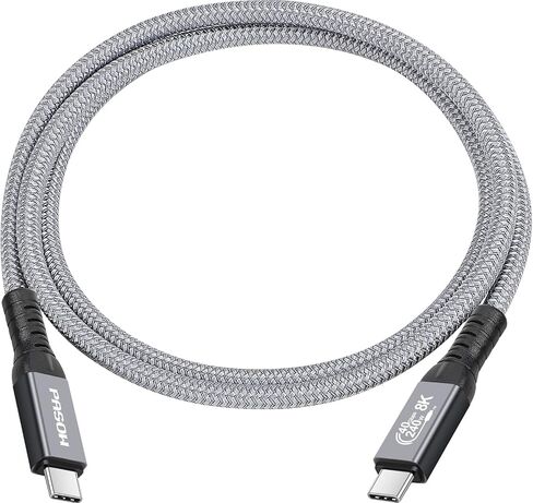PASOW USB C Thunderbolt 4 Cable 240W - Fast Charging 40Gbps Data Transfer 8K HD Display Braided USB4 Cable for iPhone 16 Thunderbolt 4/3 Monitor, Hub, Docking Stations (3 feet) in Kuwait