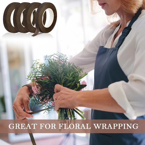 8 Packs Floral Tape, 1/2" Wide Flower Tape, Dark Green Floral Tape for Fresh Flowers, Adhesive Florist Tape for Floral Crafts, Bouquet Floral Arranging Stem Wrapping, Wedding Bouquet, 30Yard in Kuwait