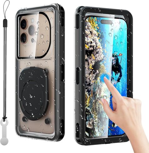 Waterproof Phone Case, 6.9 inch Diving Underwater Phone Cases for Snorkeling Swimming with Lanyard for iPhone 16/15/14/13/12 Pro Max for Samsung S24/S23/S22/Google/Moto, LakeGreen in Kuwait