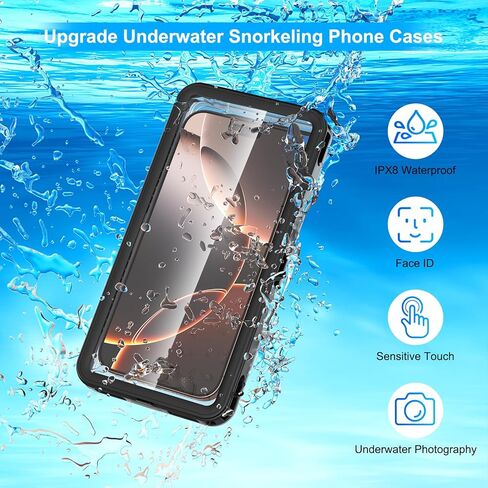 Waterproof Phone Case, 6.9 inch Diving Underwater Phone Cases for Snorkeling Swimming with Lanyard for iPhone 16/15/14/13/12 Pro Max for Samsung S24/S23/S22/Google/Moto, LakeGreen in Kuwait