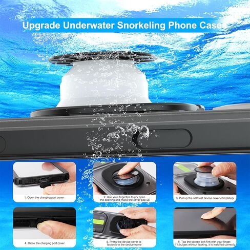 Waterproof Phone Case, 6.9 inch Diving Underwater Phone Cases for Snorkeling Swimming with Lanyard for iPhone 16/15/14/13/12 Pro Max for Samsung S24/S23/S22/Google/Moto, LakeGreen in Kuwait