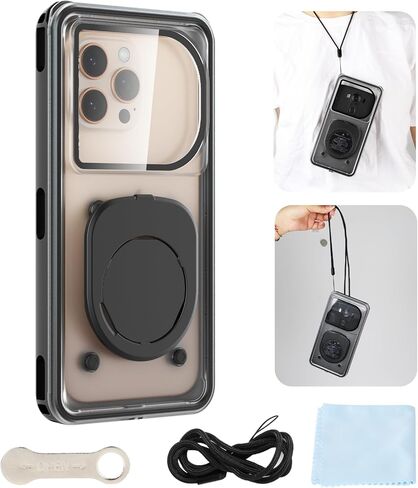 Waterproof Phone Case, 6.9 inch Diving Underwater Phone Cases for Snorkeling Swimming with Lanyard for iPhone 16/15/14/13/12 Pro Max for Samsung S24/S23/S22/Google/Moto, LakeGreen in Kuwait