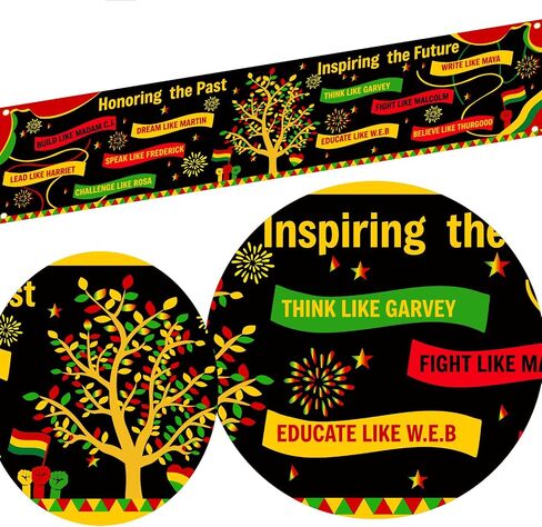 2Pcs 71In Enlarged Black History Month Banners Backdrop for Black History Month Bulletin Board Decorations African American Background for Door MLK Day Classroom Office Black History Party Supplies in Kuwait