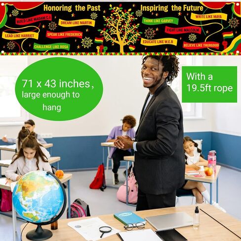 2Pcs 71In Enlarged Black History Month Banners Backdrop for Black History Month Bulletin Board Decorations African American Background for Door MLK Day Classroom Office Black History Party Supplies in Kuwait