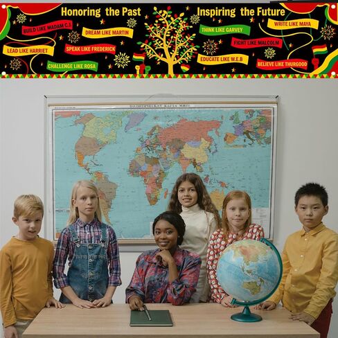 2Pcs 71In Enlarged Black History Month Banners Backdrop for Black History Month Bulletin Board Decorations African American Background for Door MLK Day Classroom Office Black History Party Supplies in Kuwait