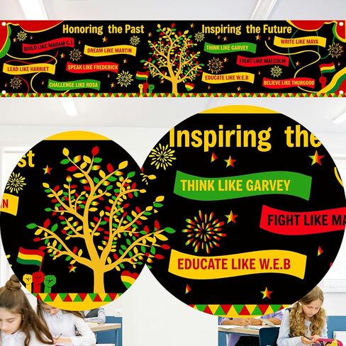 2Pcs 71In Enlarged Black History Month Banners Backdrop for Black History Month Bulletin Board Decorations African American Background for Door MLK Day Classroom Office Black History Party Supplies in Kuwait