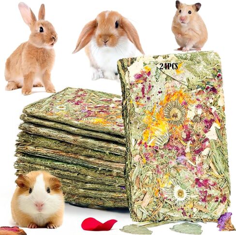 Rabbit Toys 12pcs Bunny Toy Guinea Pig Treats Timothy Hay Chew Toys Chips with Herbal Flowers Hamster Snacks Chinchillas Gerbils for Teeth Apple Sticks Sweet Bamboo in Saudi Arabia