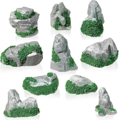 Warmtree 10pcs ديوراما الصخور المزيفة صخور صخرية مصغرة تمثال صخري للديوراما لوازم القطار الصغير القطار المناظر الطبيعية رمل طاولة مصغرة نماذج جنية حديقة الملحقات (رمادي) in Kuwait