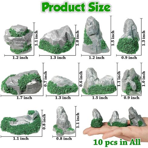 Warmtree 10pcs ديوراما الصخور المزيفة صخور صخرية مصغرة تمثال صخري للديوراما لوازم القطار الصغير القطار المناظر الطبيعية رمل طاولة مصغرة نماذج جنية حديقة الملحقات (رمادي) in Kuwait