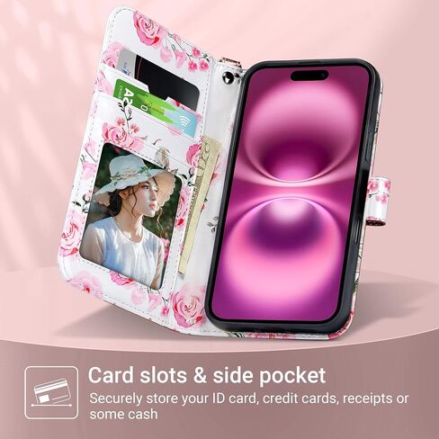 ULAK متوافق مع iPhone 16 Wallet Case [RFID LOCKING] ، Women Pu Leather Leather Srockproof Folio Flip Wover مع حامل بطاقة Kickstand لـ iPhone16 6.1 بوصة ، وورد الذهب in Kuwait