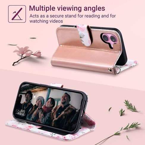 ULAK متوافق مع iPhone 16 Wallet Case [RFID LOCKING] ، Women Pu Leather Leather Srockproof Folio Flip Wover مع حامل بطاقة Kickstand لـ iPhone16 6.1 بوصة ، وورد الذهب in Kuwait
