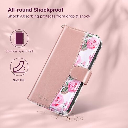 ULAK متوافق مع iPhone 16 Wallet Case [RFID LOCKING] ، Women Pu Leather Leather Srockproof Folio Flip Wover مع حامل بطاقة Kickstand لـ iPhone16 6.1 بوصة ، وورد الذهب in Kuwait