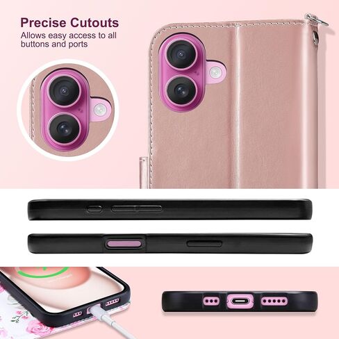 ULAK متوافق مع iPhone 16 Wallet Case [RFID LOCKING] ، Women Pu Leather Leather Srockproof Folio Flip Wover مع حامل بطاقة Kickstand لـ iPhone16 6.1 بوصة ، وورد الذهب in Kuwait