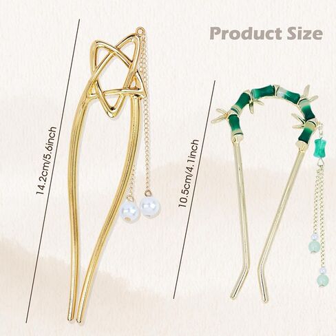 Lawie 10 Pieces Fancy Cute Flower Star Butterfly U Shaped Gold Metal Hair Fork Pins Curved Chopsticks for Hair Sticks French Hair Pins Bun Decorative Hair Accessories for Women Girls (Gold Colors A) in Saudi Arabia