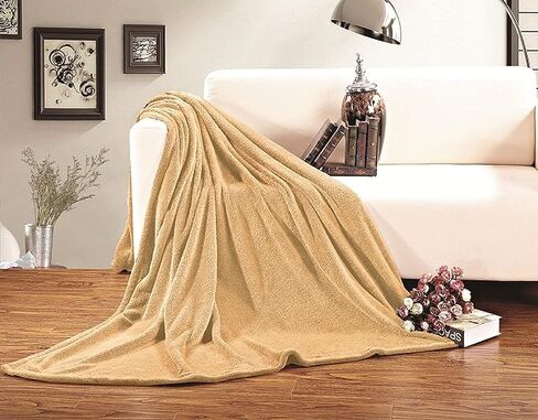 Elegant Comfort Ultra Super Soft Fleece Plush Luxury Blanket King/Cal King Orange in Saudi Arabia