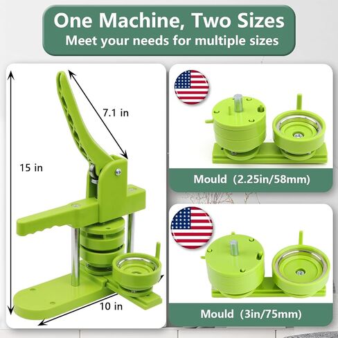 Button Maker Machine Multiple-Sizes - Pin Maker Machine 1.25 inch+2.25 inch, Interchangeable Button-models Badge Button Press Machine with 200 Sets 32+58mm Button Maker Supplies&Circle Cutter in Saudi Arabia