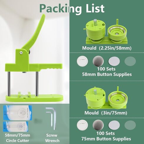 Button Maker Machine Multiple-Sizes - Pin Maker Machine 1.25 inch+2.25 inch, Interchangeable Button-models Badge Button Press Machine with 200 Sets 32+58mm Button Maker Supplies&Circle Cutter in Saudi Arabia