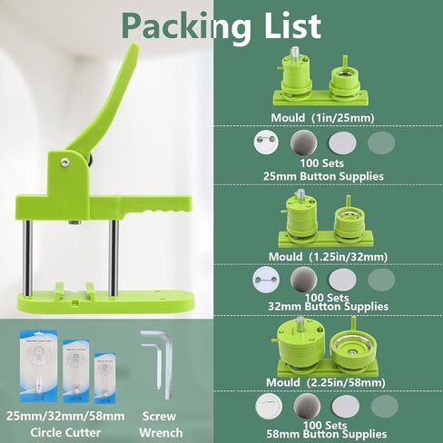 Button Maker Machine Multiple-Sizes - Pin Maker Machine 1.25 inch+2.25 inch, Interchangeable Button-models Badge Button Press Machine with 200 Sets 32+58mm Button Maker Supplies&Circle Cutter in Saudi Arabia