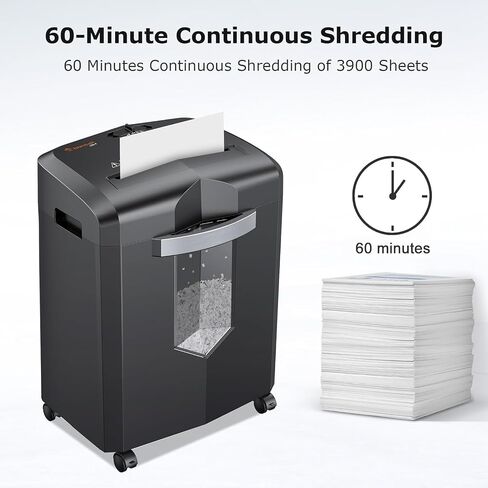Bonsaii 15-Sheet Office Paper Shredder, 40 Mins Heavy Duty Shredder for Home Office, Crosscut Shreder with Anti-Jam System & P-4 High Security Supports CD/Credit Cards/Staple,5 Gal Pullout Bin C169-B in Saudi Arabia