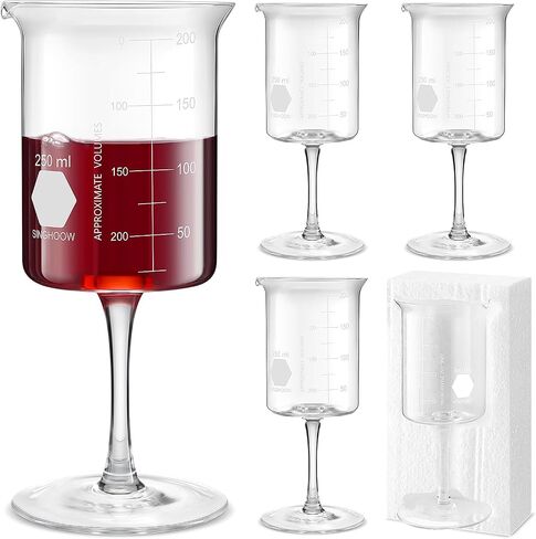 1 Pcs Laboratory Beaker Wine Glasses, 8.5 oz Chemistry Glasses Thick Glass for Wine Borosilicate Glass with Graduated Chemistry Glassware Pharmacy Science Gift in Saudi Arabia