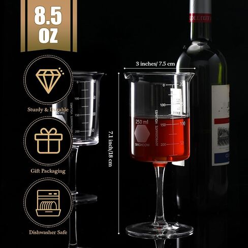 1 Pcs Laboratory Beaker Wine Glasses, 8.5 oz Chemistry Glasses Thick Glass for Wine Borosilicate Glass with Graduated Chemistry Glassware Pharmacy Science Gift in Saudi Arabia