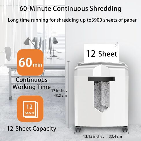 Bonsaii 15-Sheet Office Paper Shredder, 40 Mins Heavy Duty Shredder for Home Office, Crosscut Shreder with Anti-Jam System & P-4 High Security Supports CD/Credit Cards/Staple,5 Gal Pullout Bin C169-B in Saudi Arabia