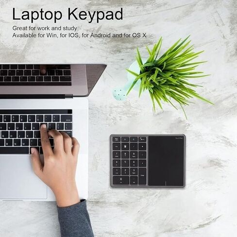 2 in 1 Wireless Numeric Keypad, Iron Gray Bluetooth Number Pad with 2.4G Touchpad & Type-C Charging, 22 Keys for PC/Laptop/Desktop, Compatible with Windows/iOS/Android/OS X in Saudi Arabia