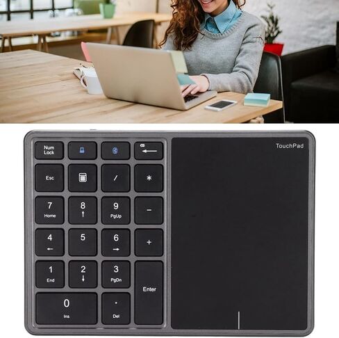 2 in 1 Wireless Numeric Keypad, Iron Gray Bluetooth Number Pad with 2.4G Touchpad & Type-C Charging, 22 Keys for PC/Laptop/Desktop, Compatible with Windows/iOS/Android/OS X in Saudi Arabia