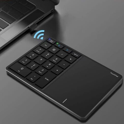 2 in 1 Wireless Numeric Keypad, Iron Gray Bluetooth Number Pad with 2.4G Touchpad & Type-C Charging, 22 Keys for PC/Laptop/Desktop, Compatible with Windows/iOS/Android/OS X in Saudi Arabia